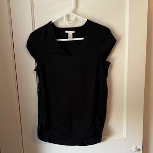 Black V-Neck Women's Top